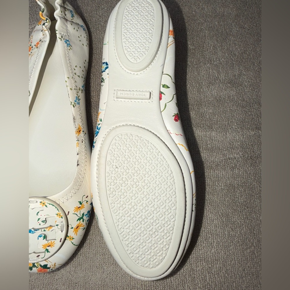 Tory Burch Women's Floral Flats - White Multicolor - Picture 3 of 9